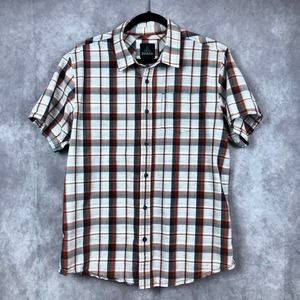 Prana Tamarack Shirt Mens Large Organic Cotton Button Down Plaid Short Sleeves